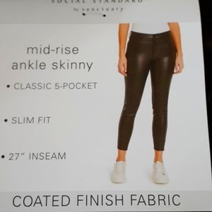 Social Standard Women 16 Mid Rise Ankle Skinny Shiny Jeans New